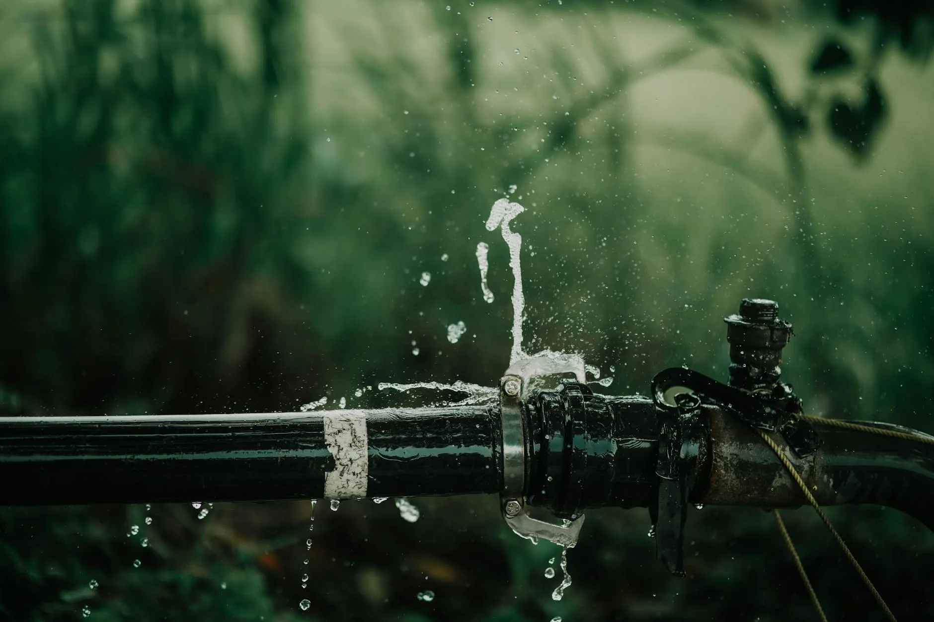 Water dripping from a pipe fitting showing a plumbing leak