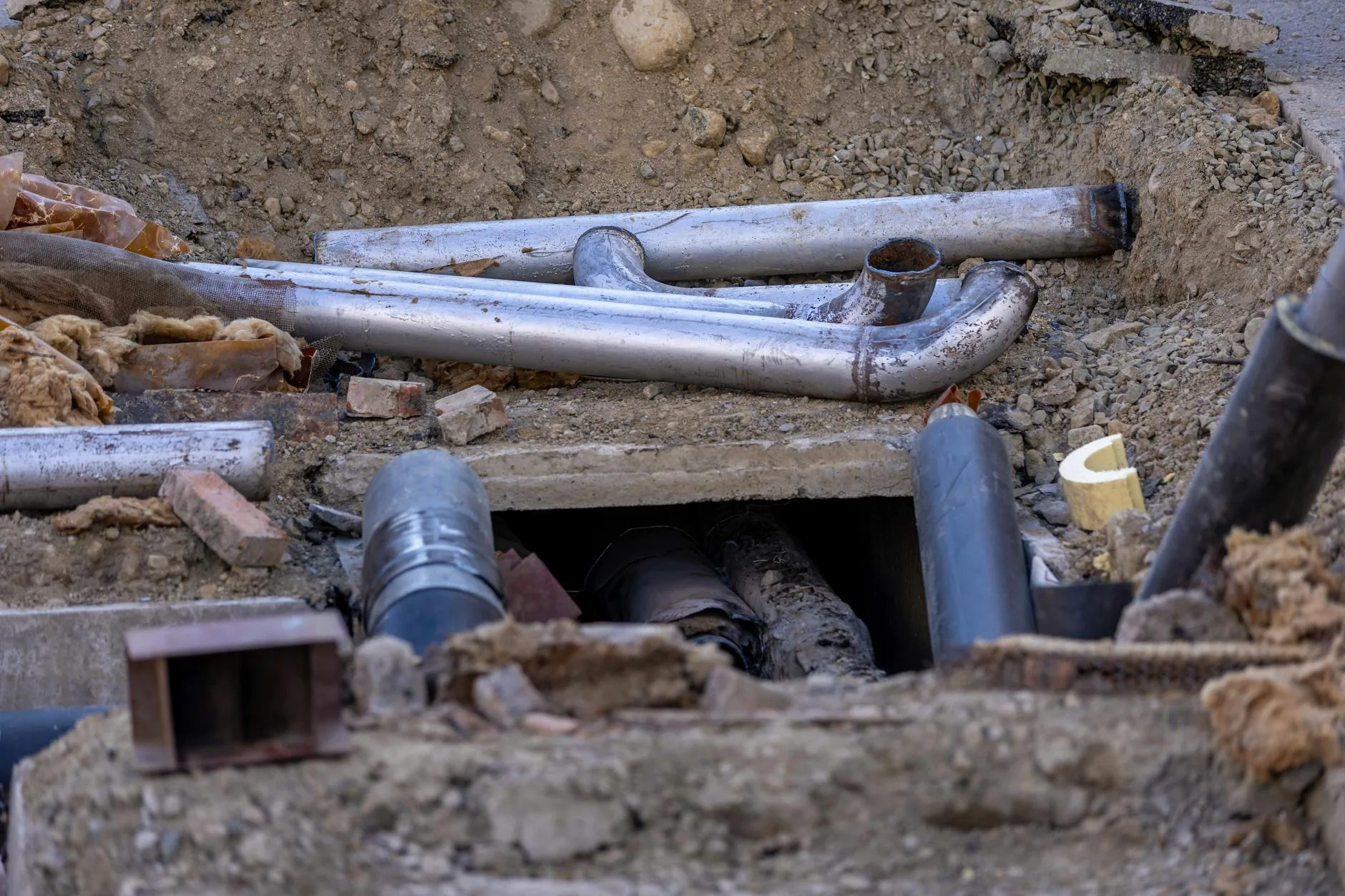 Steel wire armoured cable being laid in a garden trench