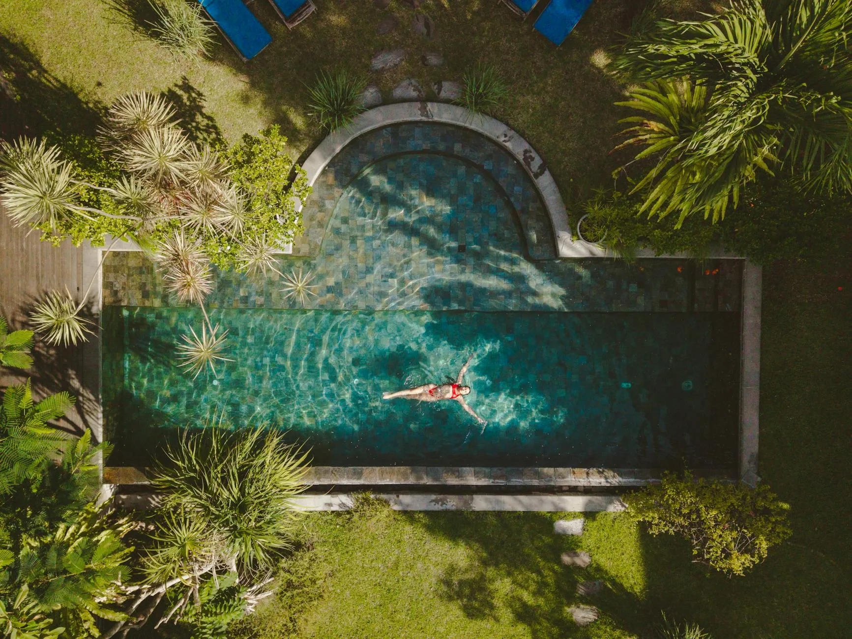 Garden swim spa after installation