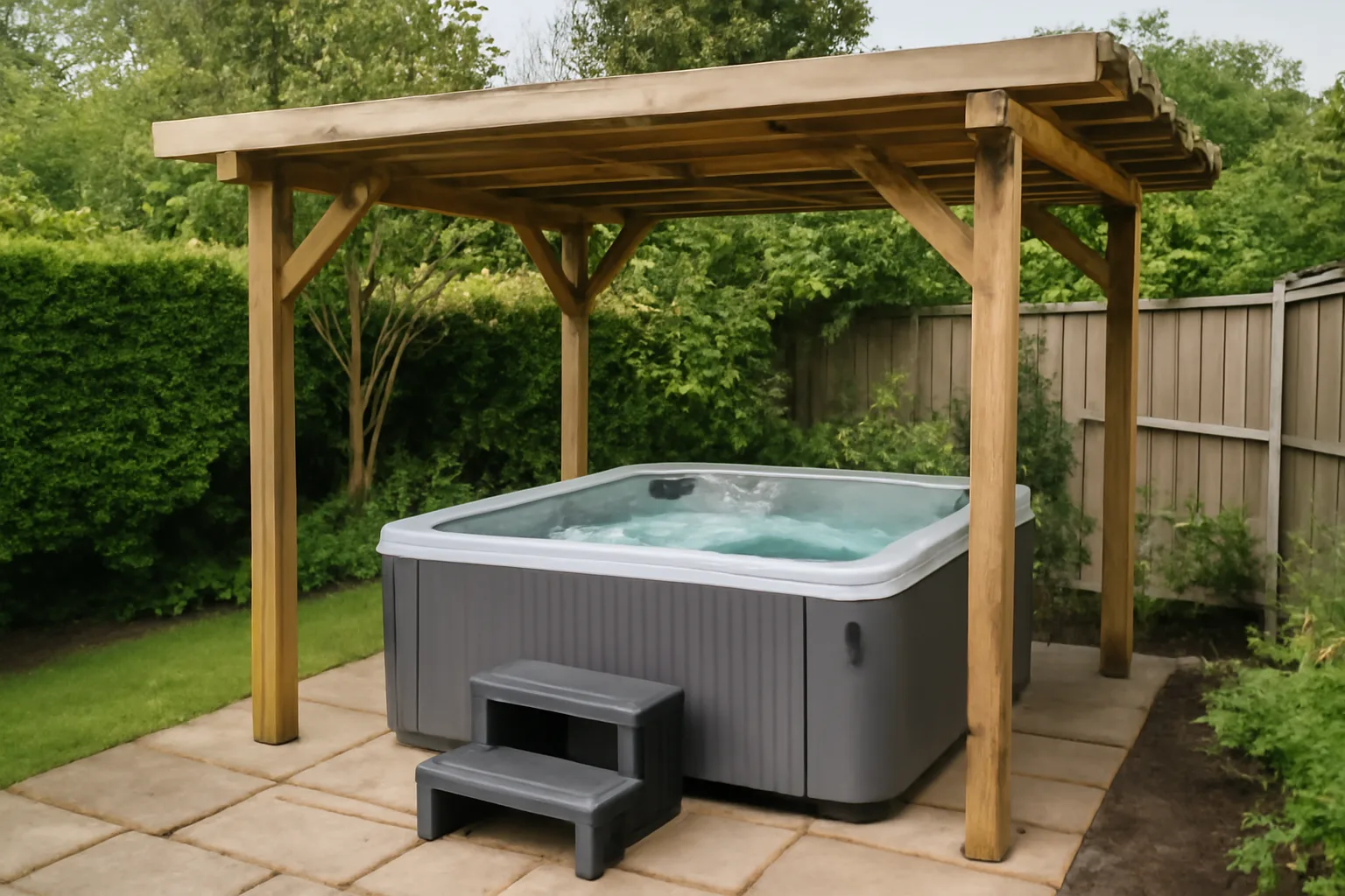 Hot tub shelter in a garden where planning rules may matter