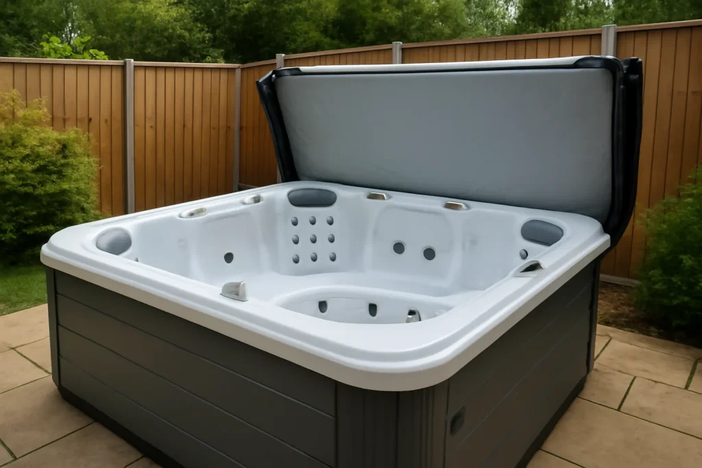 Clean garden hot tub ready after draining and cleaning