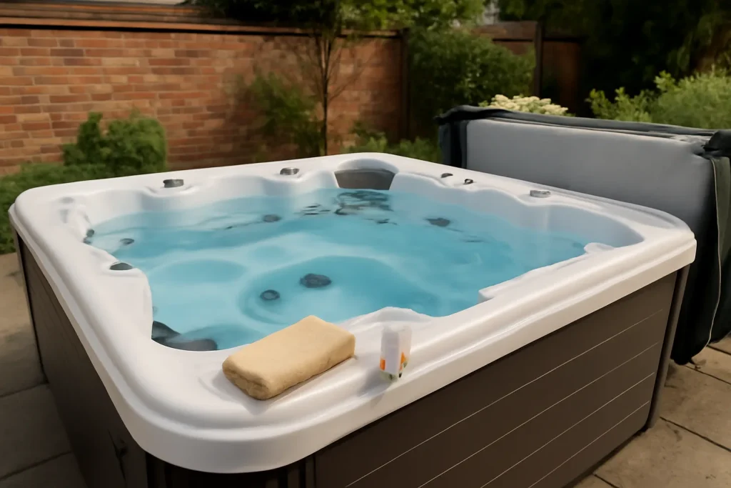Clean hot tub water after hot tub biofilm removal