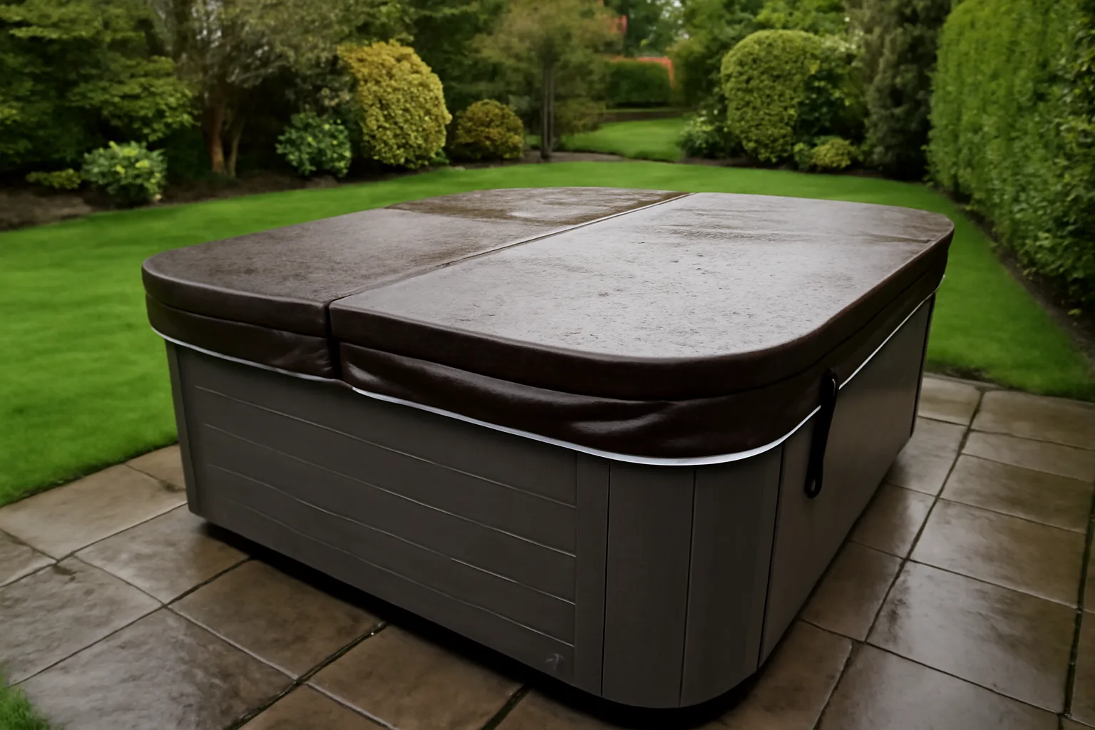 Hot tub cover and shell condition checked for insurance risk