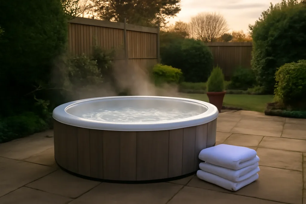 Garden hot tub with steam for health benefits discussion