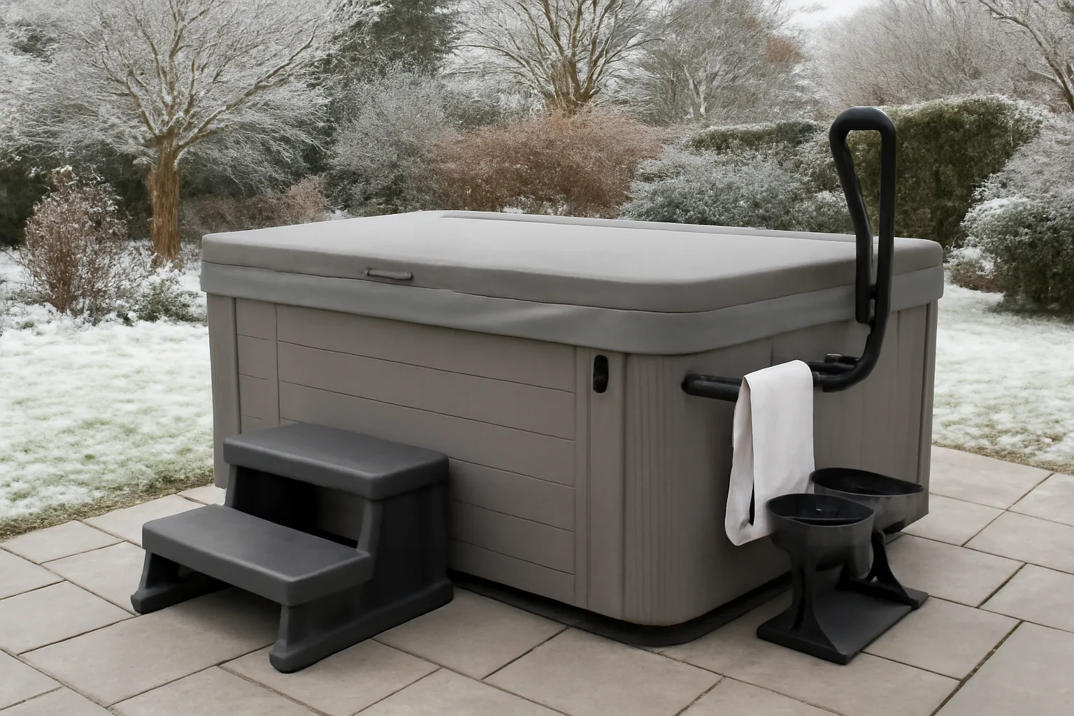 Premium hot tub steps cover lifter and winter accessories