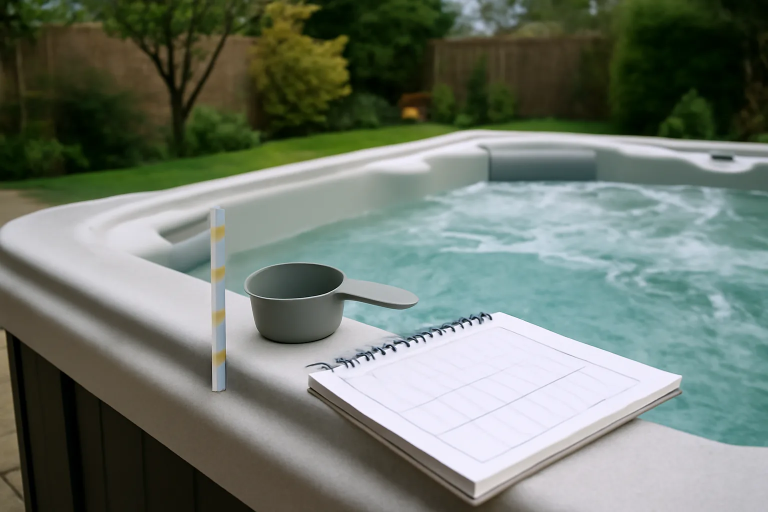 Hot tub chemicals and filter for monthly water care